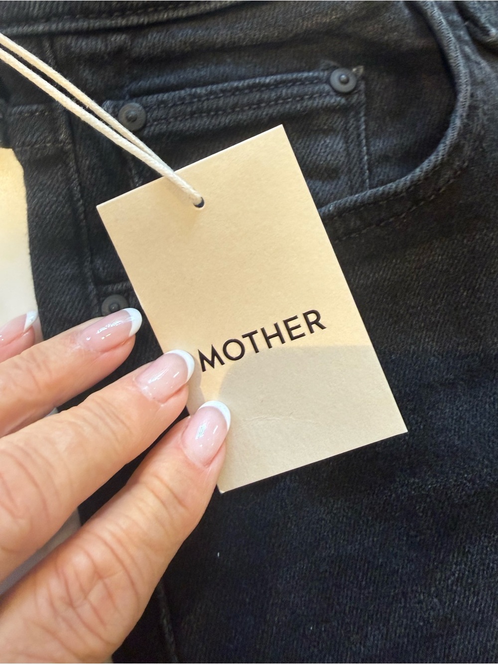 MOTHER Mid rise Rambler zip flood. Black straight leg jeans